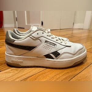 Reebok Classic White and Gray with cheetah accent Shoes